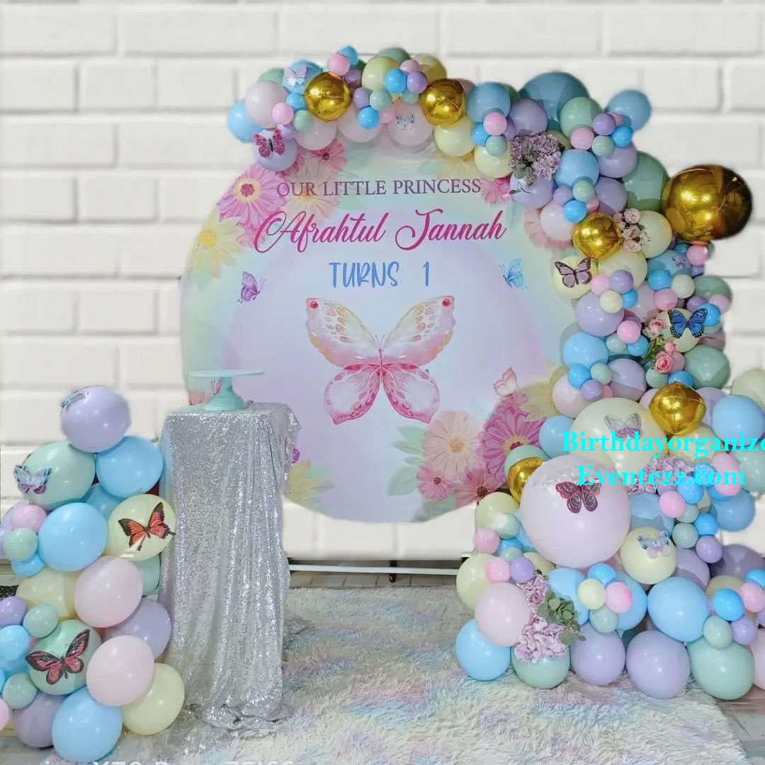 Butterfly Birthday Decorations Pink Purple Balloon Garland Arch Kit Baby Shower 1st Girls Birthday Party Decor Butterfly Sticker